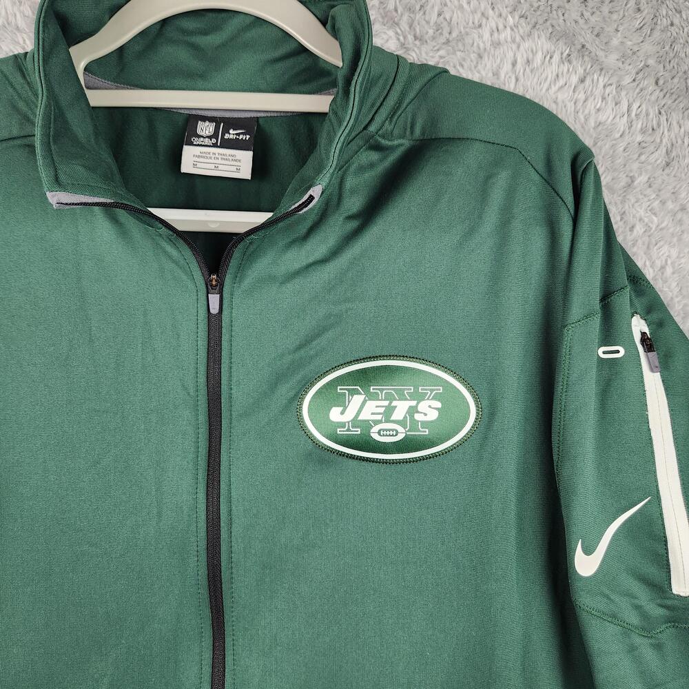 New York Jets Jacket Mens Medium Green NFL Football Nike Onfield Zip Graphic